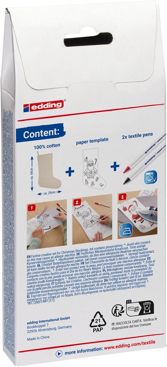 edding 4600 Textilmarker Set Nikolaus schwarz-rot (Art.-Nr.: 4-4600-2-1-2)