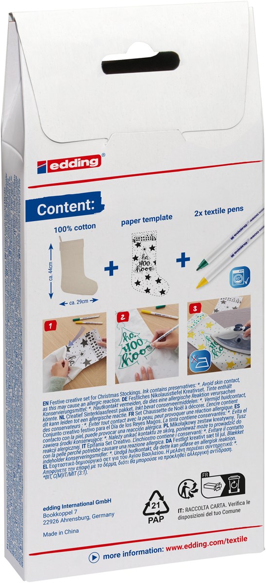 edding 4600 Textilmarker Set Nikolaus grün-gelb (Art.-Nr.: 4-4600-2-4-5)