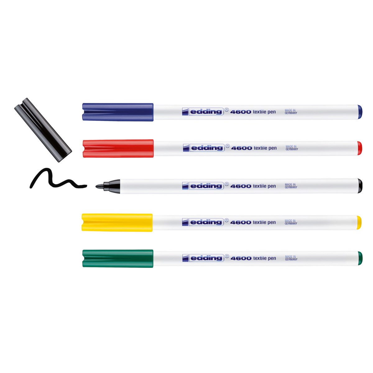 edding 4600 Textilstift 5er-Set sortiert (001-005), Rundspitze 1 mm (Art.-Nr.: 4-4600-5)