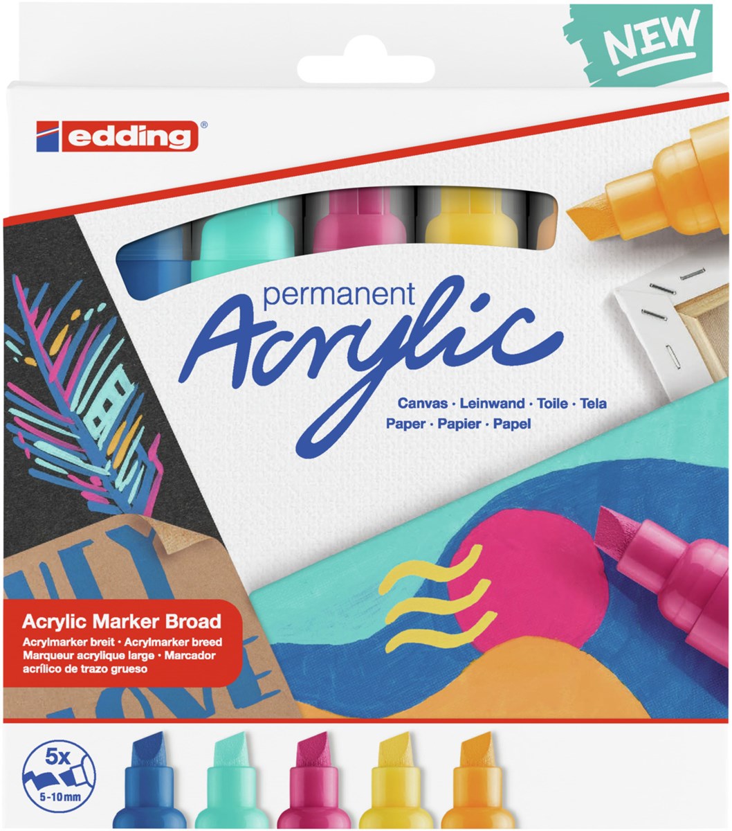 edding 5000 Acrylmarker breit 5er Set sortiert abstrakt, Keilspitze 5-10 mm (Art.-Nr.: 4-5000-5-999)