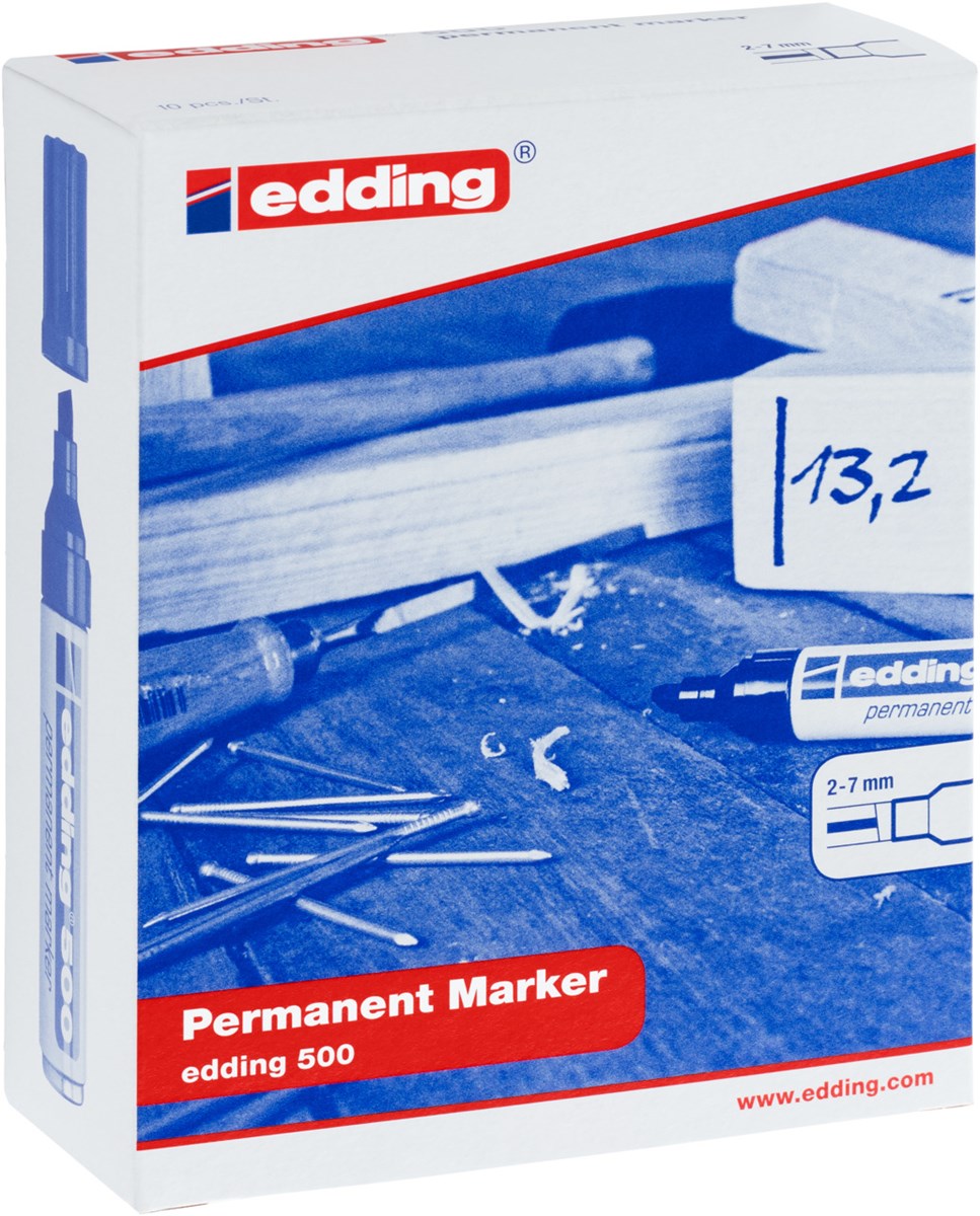 edding 500 Permanentmarker 10er Set sortiert, Keilspitze 2-7 mm (Art.-Nr.: 4-500999)