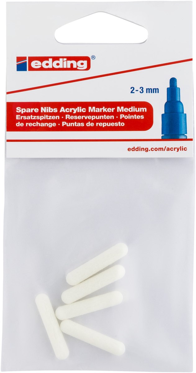 edding 5100N Ersatzspitzen für Acrylmarker, Rundspitze 2-3 mm, 5 Stück (Art.-Nr.: 4-5100N)