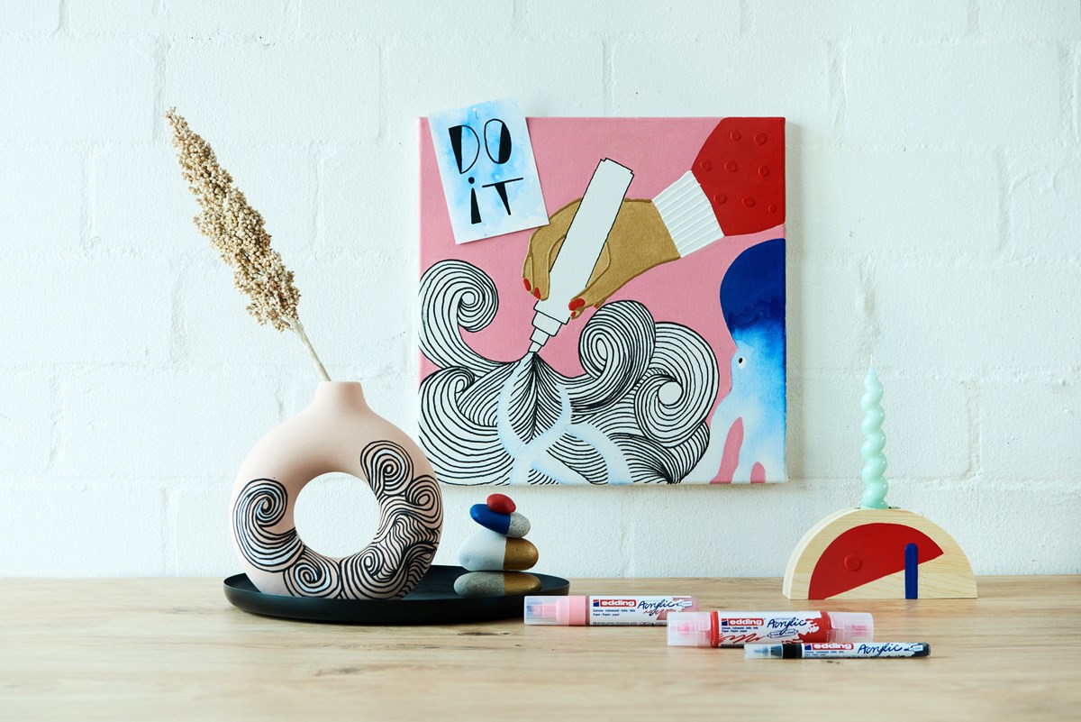 edding 5300 Acrylmarker fein schwarz + weiß 2St Set, Rundspitze 1-2 mm (Art.-Nr.: 4-5300-2)