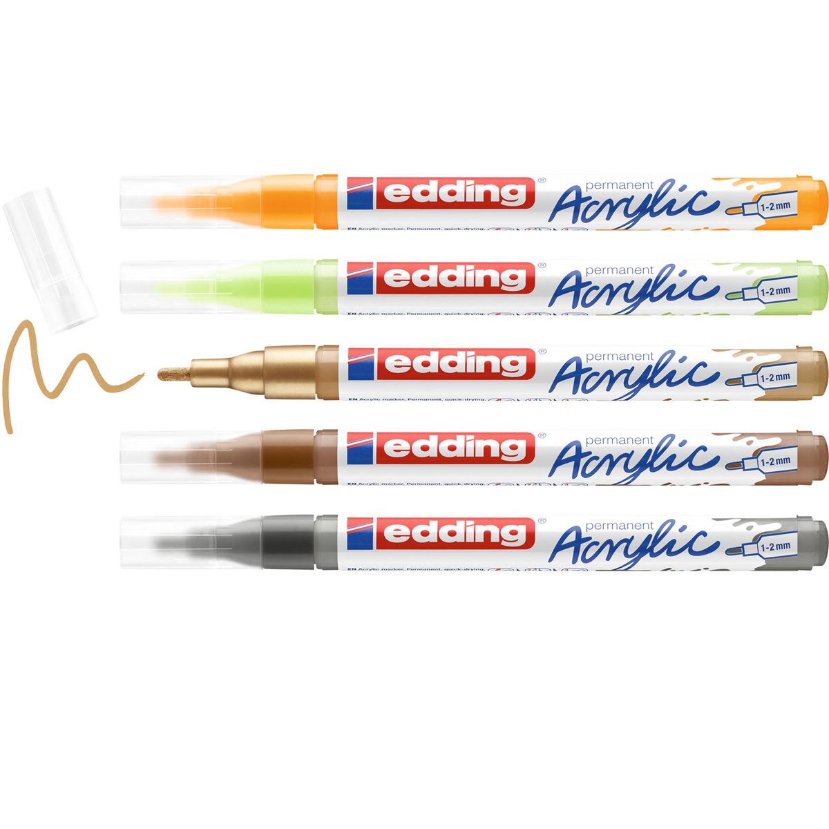 edding 5300 Acrylmarker Fein, Naturfarben, 5er-Set (Art.-Nr.: 4-5300-5S-1)
