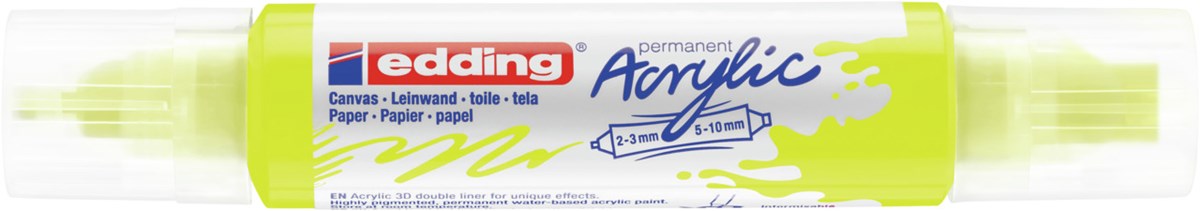 edding 5400 Acryl 3D Double Liner neongelb, Tubenspitze 2-3 mm + 5-10 mm (Art.-Nr.: 4-5400065)
