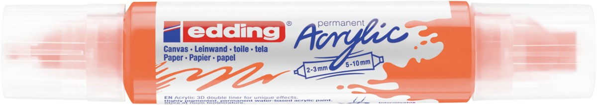 edding 5400 Acryl 3D Double Liner neonorange, Tubenspitze 2-3 mm + 5-10 mm (Art.-Nr.: 4-5400066)