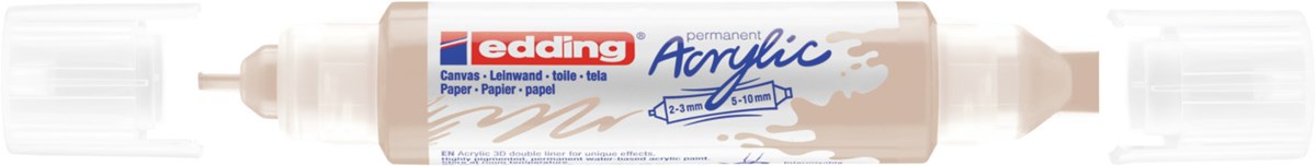 edding 5400 Acryl 3D Double Liner warmbeige, Tubenspitze 2-3 mm + 5-10 mm (Art.-Nr.: 4-5400255)