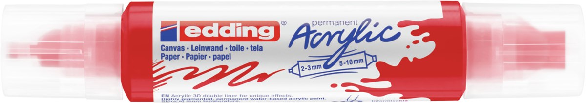 edding 5400 Acryl 3D Double Liner verkehrsrot, Tubenspitze 2-3 mm + 5-10 mm (Art.-Nr.: 4-5400902)