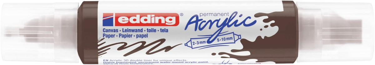 edding 5400 Acryl 3D Double Liner schokoladenbraun, Tubenspitze 2-3 mm + 5-10 mm (Art.-Nr.: 4-5400907)