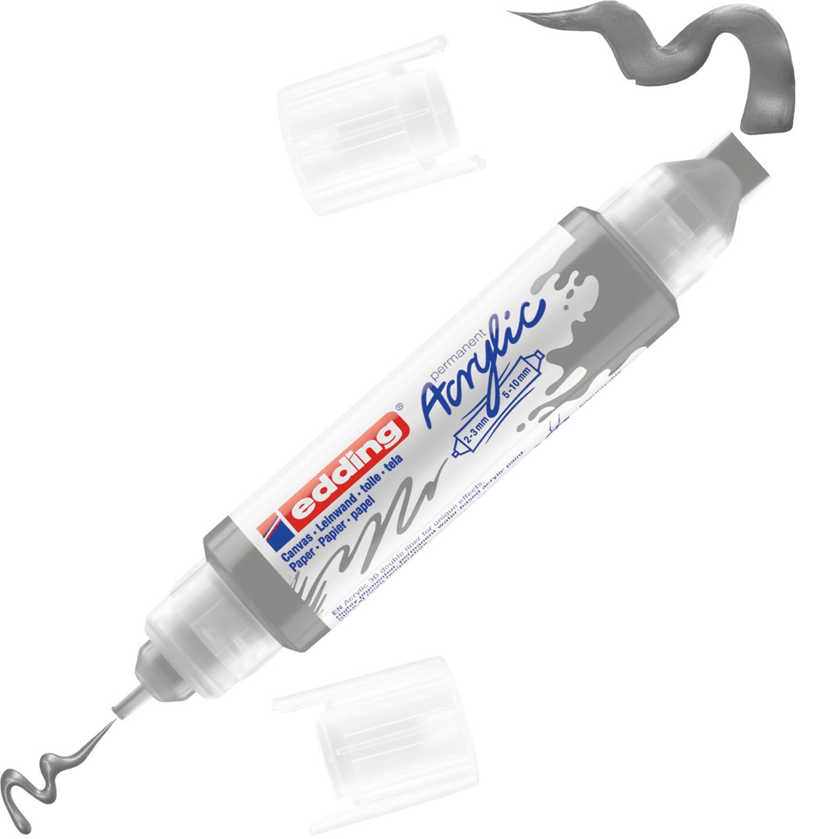 edding 5400 Acryl 3D Double Liner silber, Tubenspitze 2-3 mm + 5-10 mm (Art.-Nr.: 4-5400923)