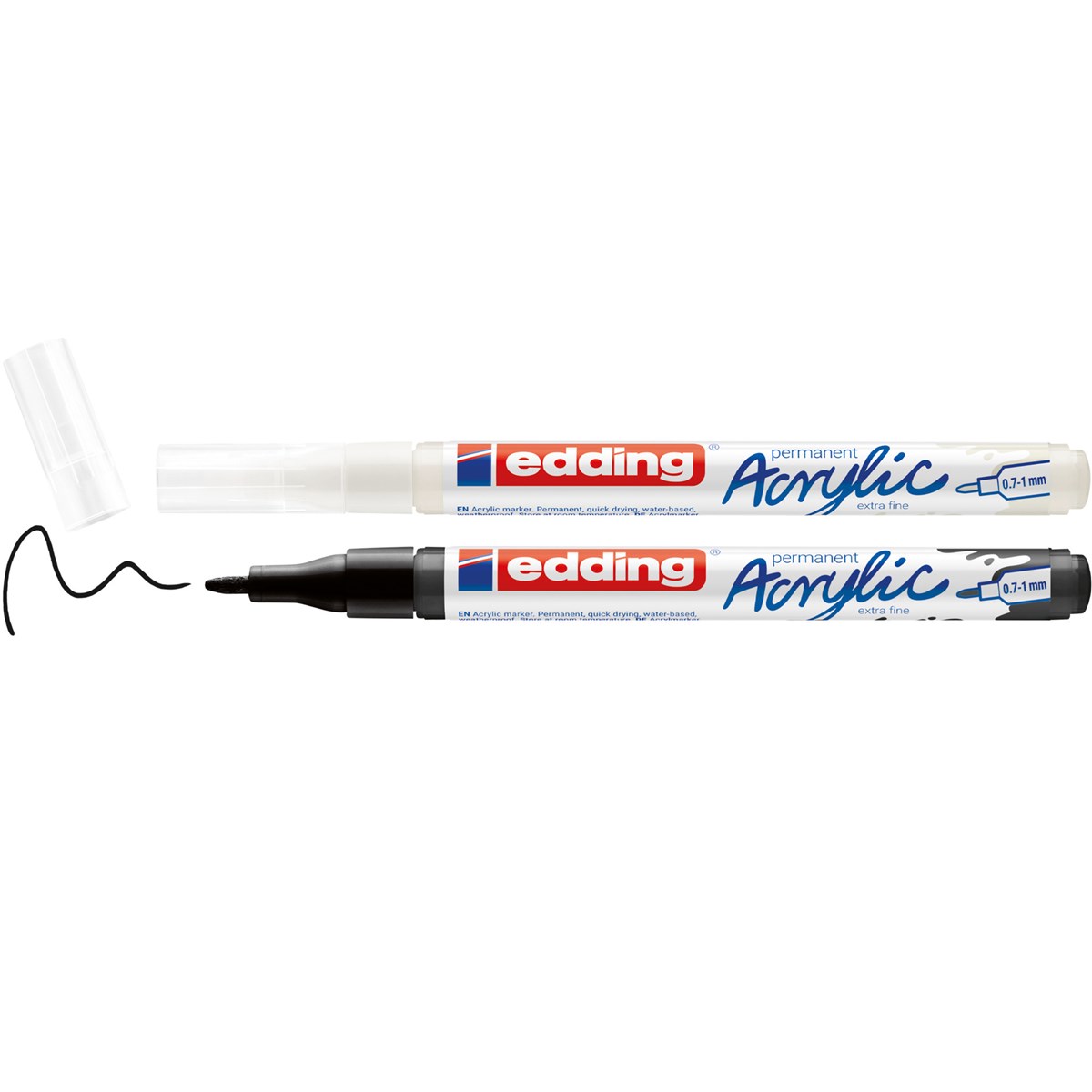 edding 5500 Acrylmarker extra fein schwarz + weiß, 2er Set, Rundspitze 0,7-1 mm (Art.-Nr.: 4-5500-2)