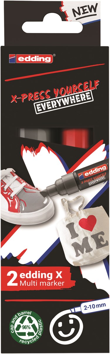 edding 6900 X Multi Marker, Yay Grey Color Set, 2 Acrylstifte, Keilspitze 2-10 mm (Art.-Nr.: 4-6900-2-2)