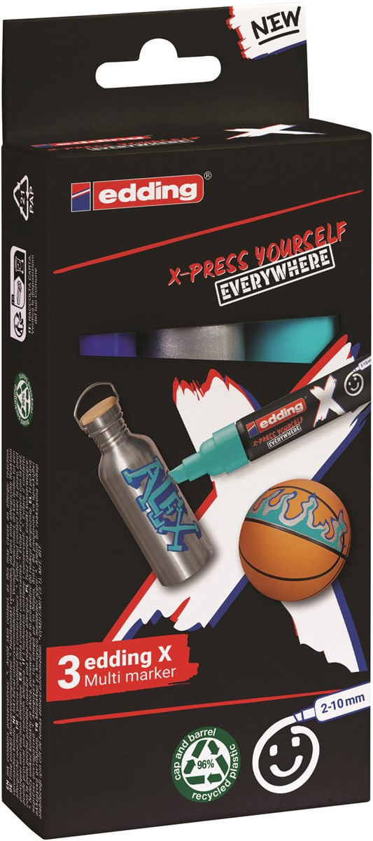 edding 6900 X Multi Marker, Ocean Color Set, 3 Acrylstifte, Keilspitze 2-10 mm (Art.-Nr.: 4-6900-3-1)