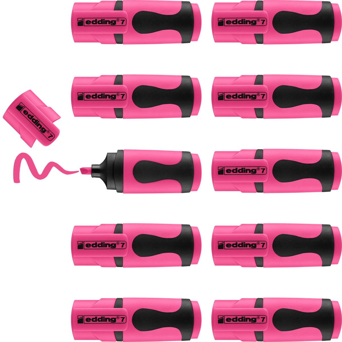 edding 7 Textmarker neonrosa 10er Pack, Keilspitze 1-3 mm (Art.-Nr.: 4-7-10069)