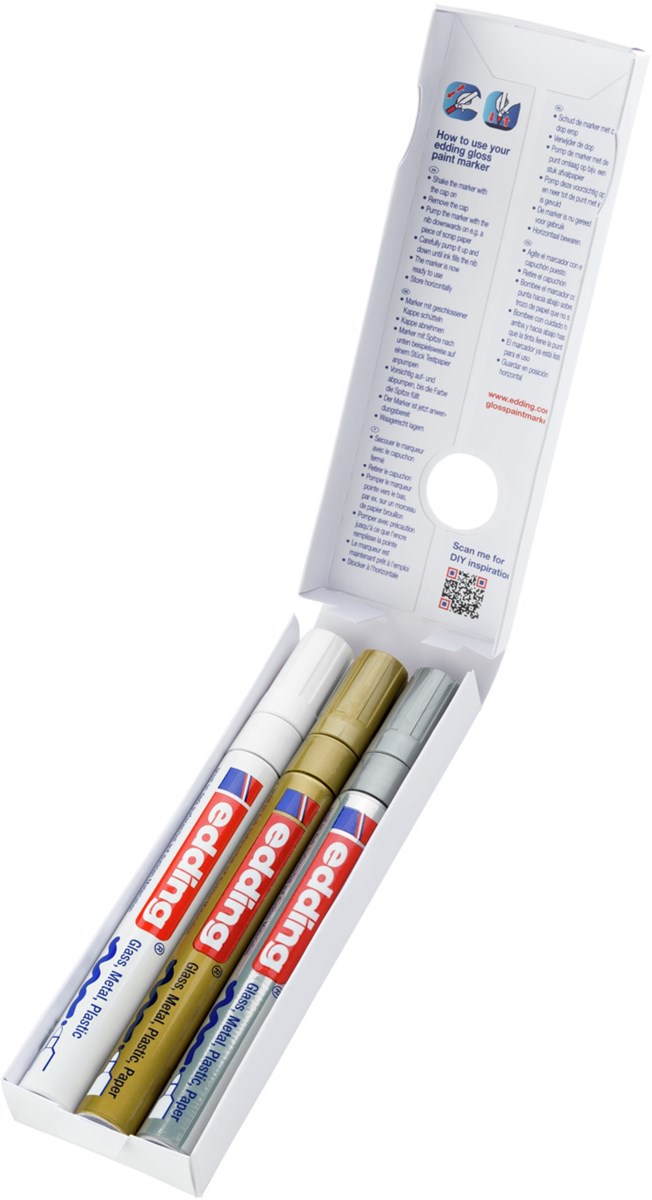 edding 750 creative Glanzlack-Marker 3er Set metallic, Rundspitze 2-4 mm (Art.-Nr.: 4-750-3-999)
