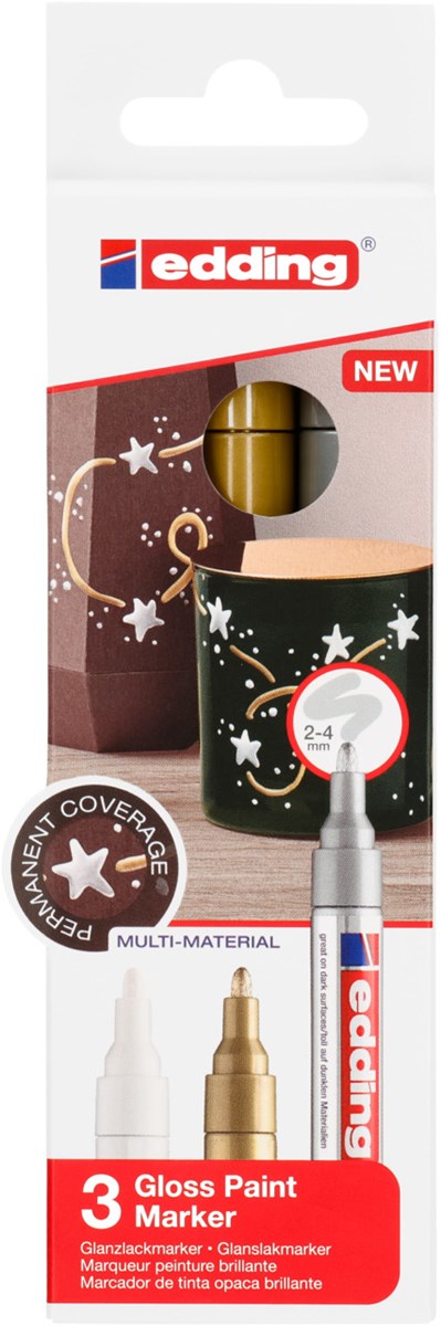 edding 750 creative Glanzlack-Marker 3er Set metallic, Rundspitze 2-4 mm (Art.-Nr.: 4-750-3-999)