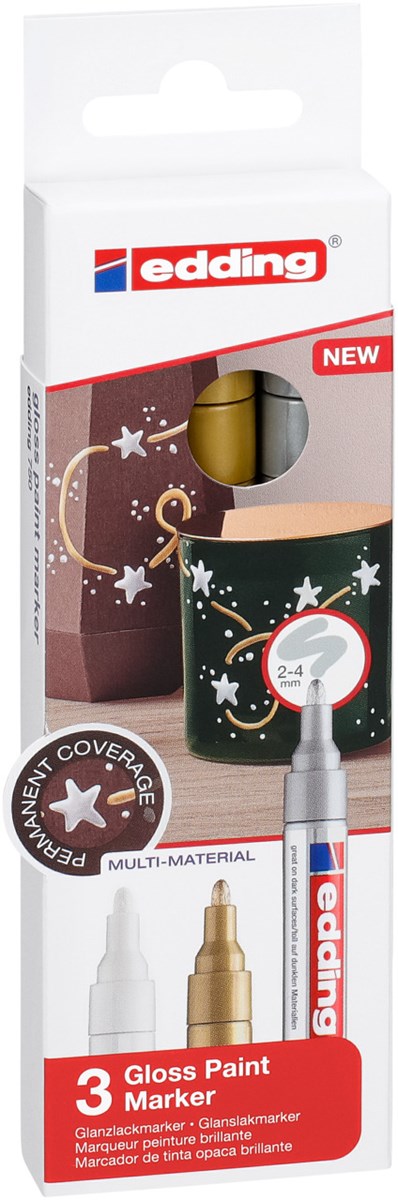 edding 750 creative Glanzlack-Marker 3er Set metallic, Rundspitze 2-4 mm (Art.-Nr.: 4-750-3-999)