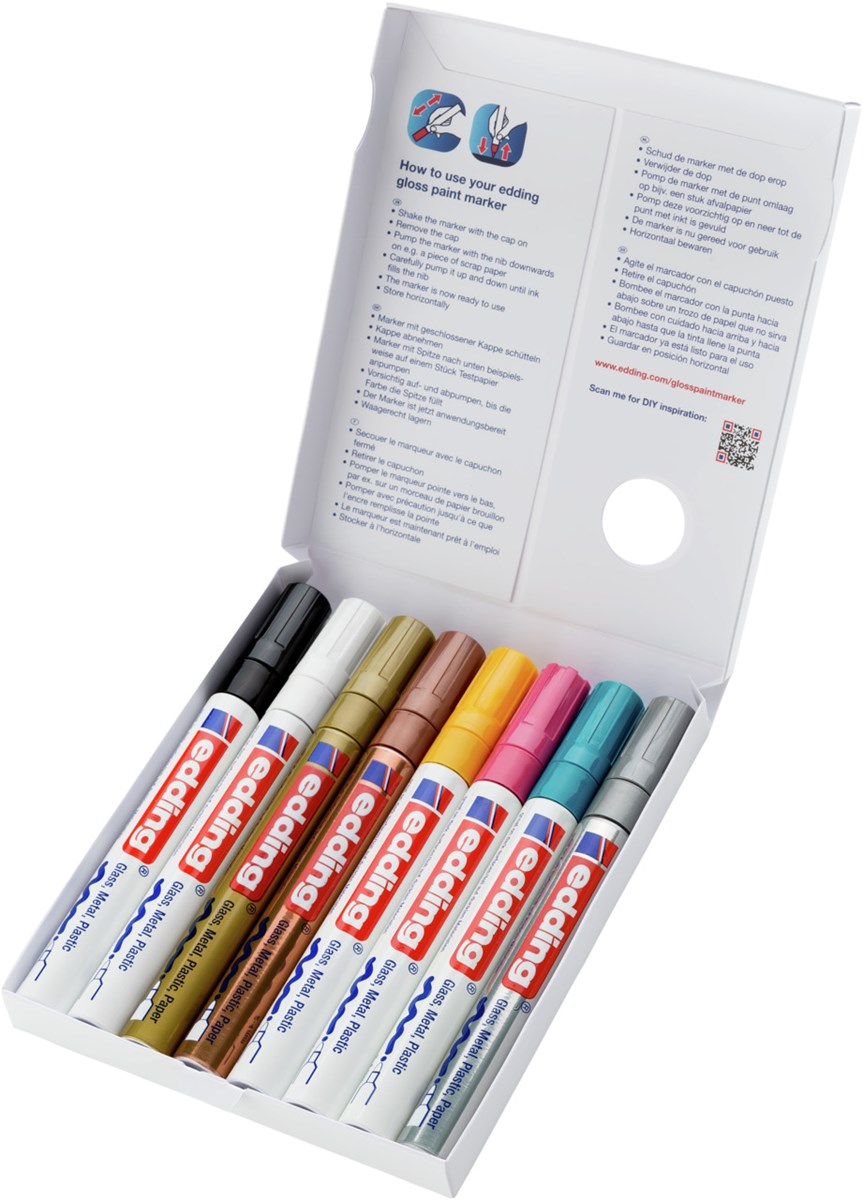 edding 750 creative Glanzlack-Marker 8er Set metallic, Rundspitze 2-4 mm (Art.-Nr.: 4-750-8-999)