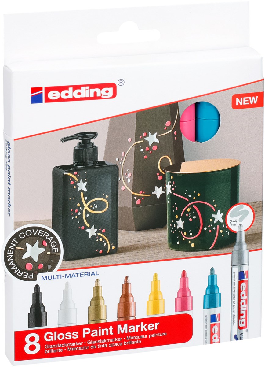 edding 750 creative Glanzlack-Marker 8er Set metallic, Rundspitze 2-4 mm (Art.-Nr.: 4-750-8-999)
