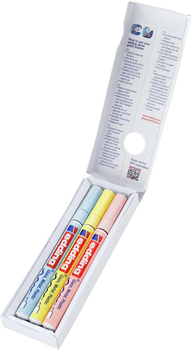 edding 751 creative Glanzlack-Marker 3er Set pastell, Rundspitze 1-2 mm (Art.-Nr.: 4-751-3-099)