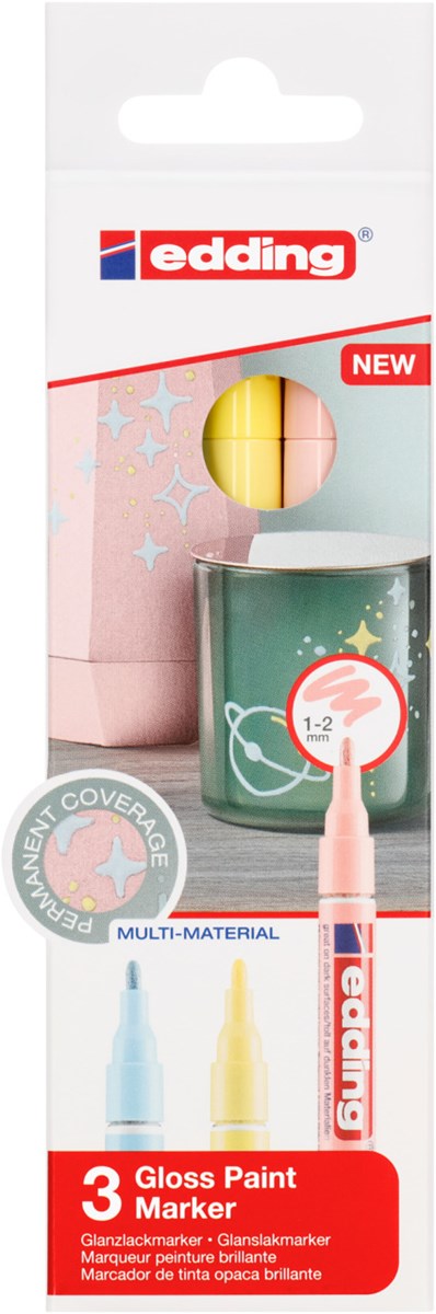 edding 751 creative Glanzlack-Marker 3er Set pastell, Rundspitze 1-2 mm (Art.-Nr.: 4-751-3-099)
