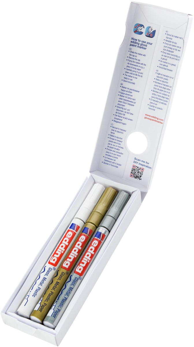 edding 751 creative Glanzlack-Marker 3er Set metallic, Rundspitze 1-2 mm (Art.-Nr.: 4-751-3-999)