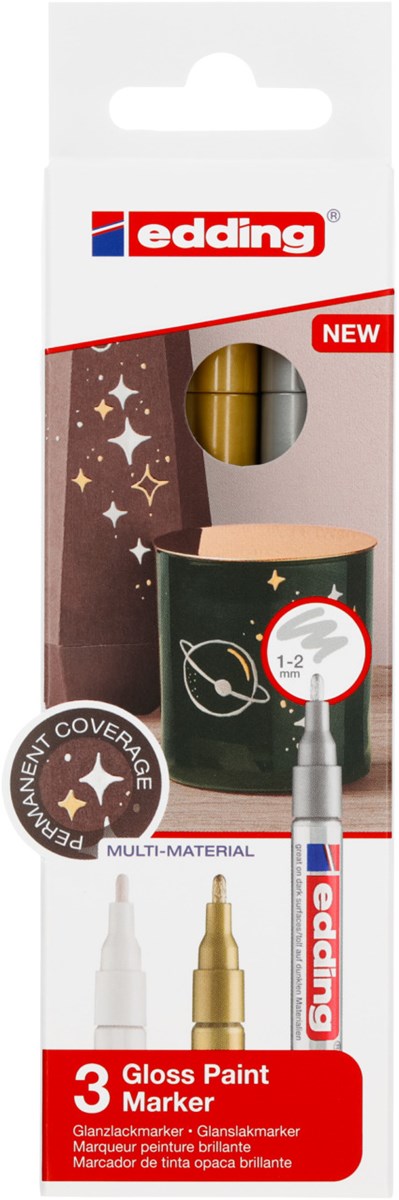 edding 751 creative Glanzlack-Marker 3er Set metallic, Rundspitze 1-2 mm (Art.-Nr.: 4-751-3-999)