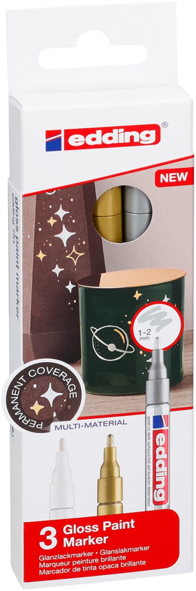 edding 751 creative Glanzlack-Marker 3er Set metallic, Rundspitze 1-2 mm (Art.-Nr.: 4-751-3-999)