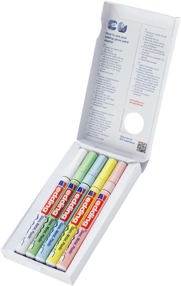 edding 751 creative Glanzlack-Marker 5er Set pastell, Rundspitze 1-2 mm (Art.-Nr.: 4-751-5-099)