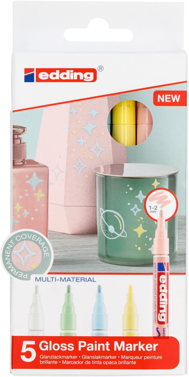 edding 751 creative Glanzlack-Marker 5er Set pastell, Rundspitze 1-2 mm (Art.-Nr.: 4-751-5-099)