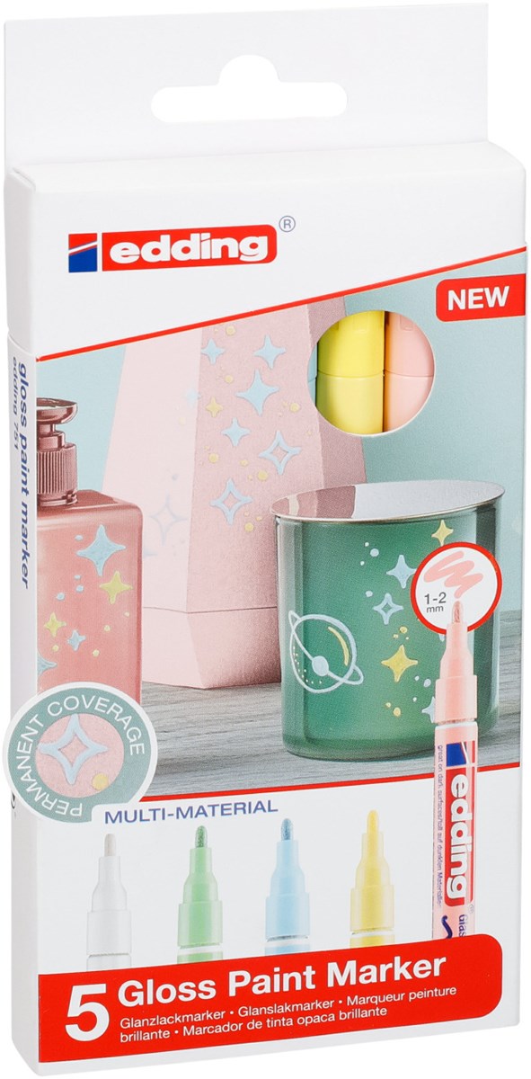 edding 751 creative Glanzlack-Marker 5er Set pastell, Rundspitze 1-2 mm (Art.-Nr.: 4-751-5-099)