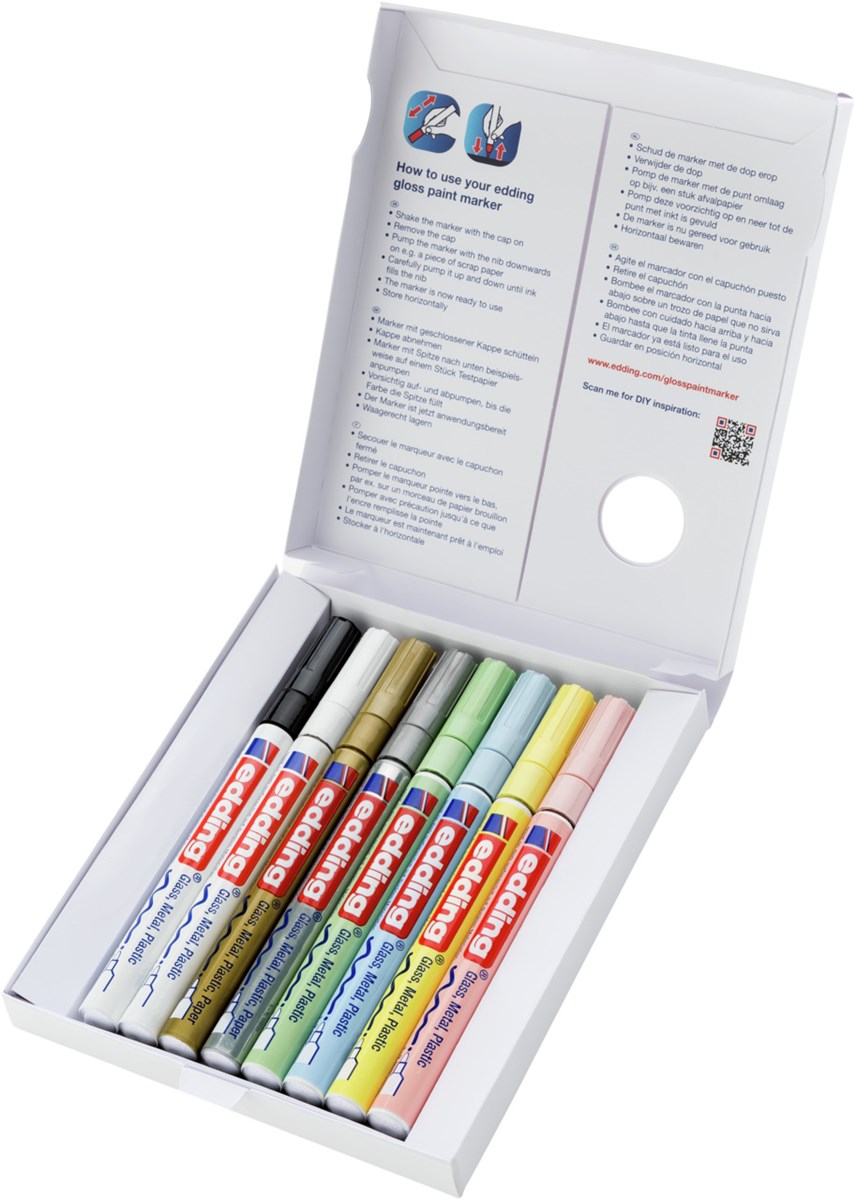 edding 751 creative Glanzlack-Marker 8er Set pastell, Rundspitze 1-2 mm (Art.-Nr.: 4-751-8-099)