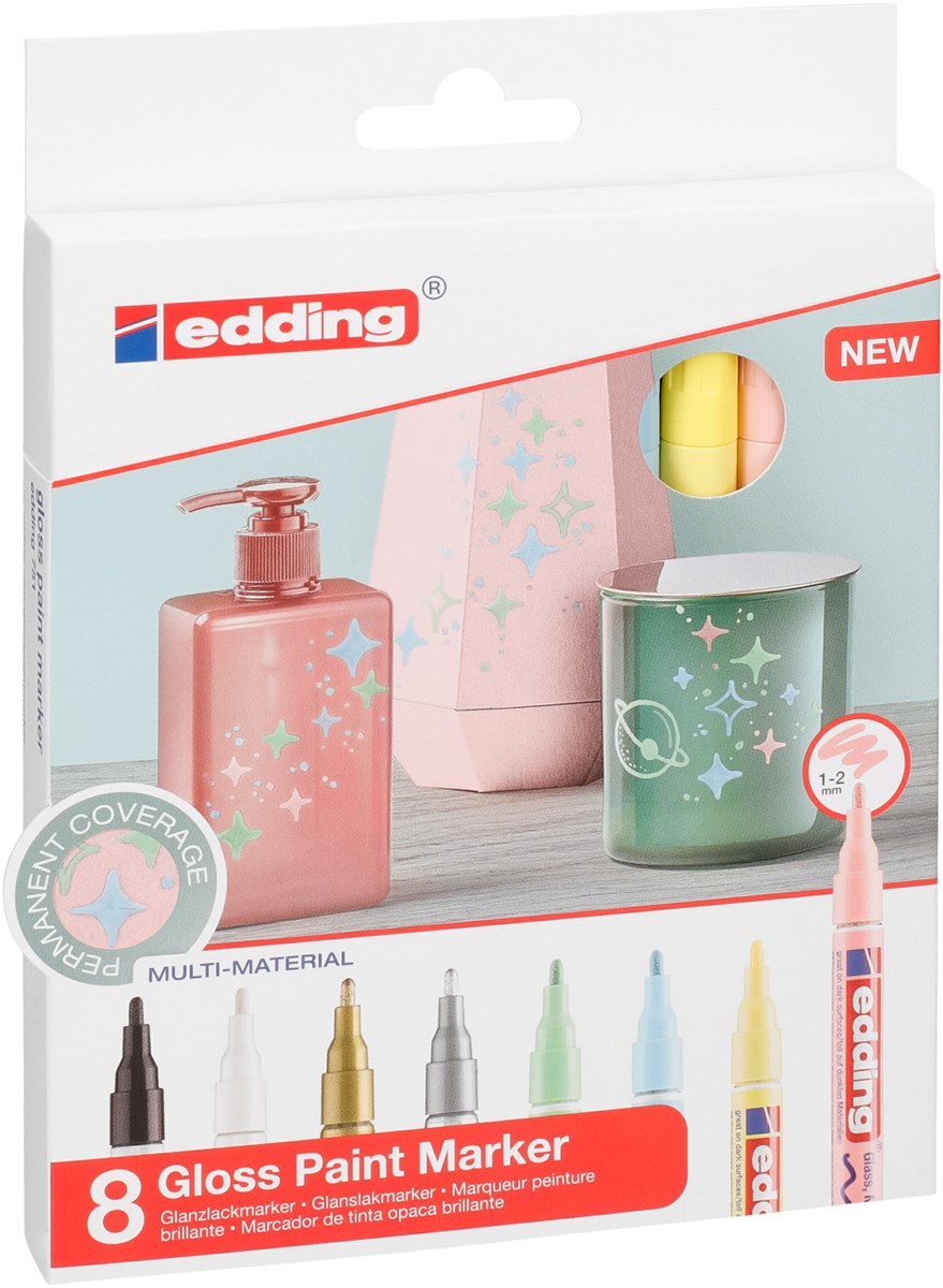 edding 751 creative Glanzlack-Marker 8er Set pastell, Rundspitze 1-2 mm (Art.-Nr.: 4-751-8-099)