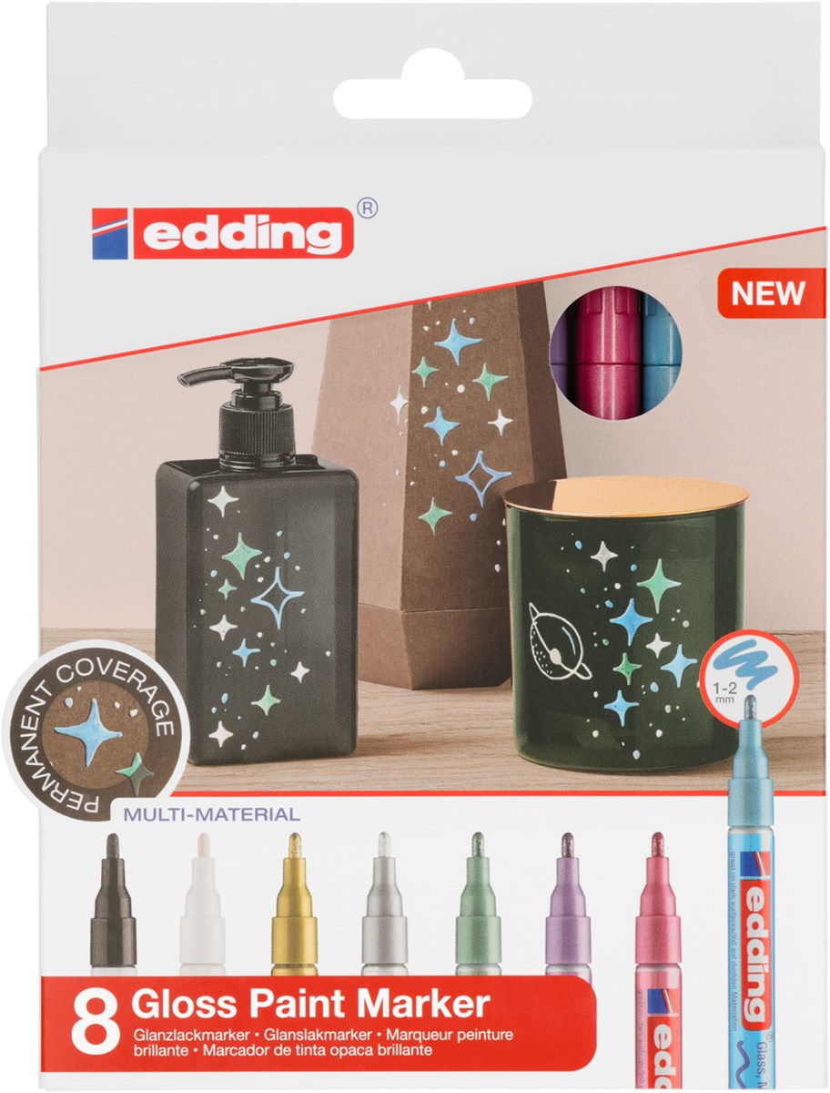 edding 751 creative Glanzlack-Marker 8er Set metallic, Rundspitze 1-2 mm (Art.-Nr.: 4-751-8-999)
