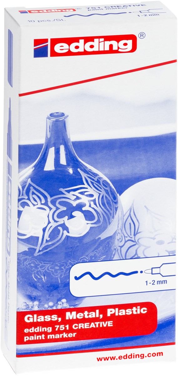 edding 751 creative Glanzlack-Marker 10er Set sortiert, Rundspitze 1-2 mm (Art.-Nr.: 4-751-9-999)