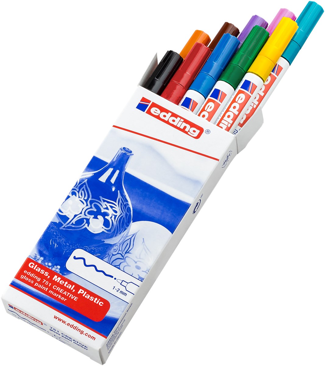edding 751 creative Glanzlack-Marker 10er Set sortiert, Rundspitze 1-2 mm (Art.-Nr.: 4-751-9-999)