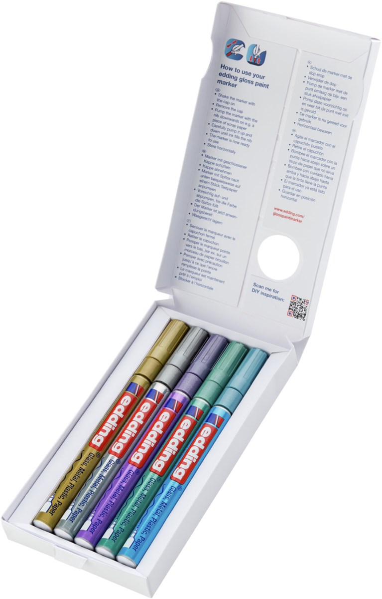edding 780 creative Glanzlack-Marker 5er Set metallic, Rundspitze 0,8 mm (Art.-Nr.: 4-780-5-099)