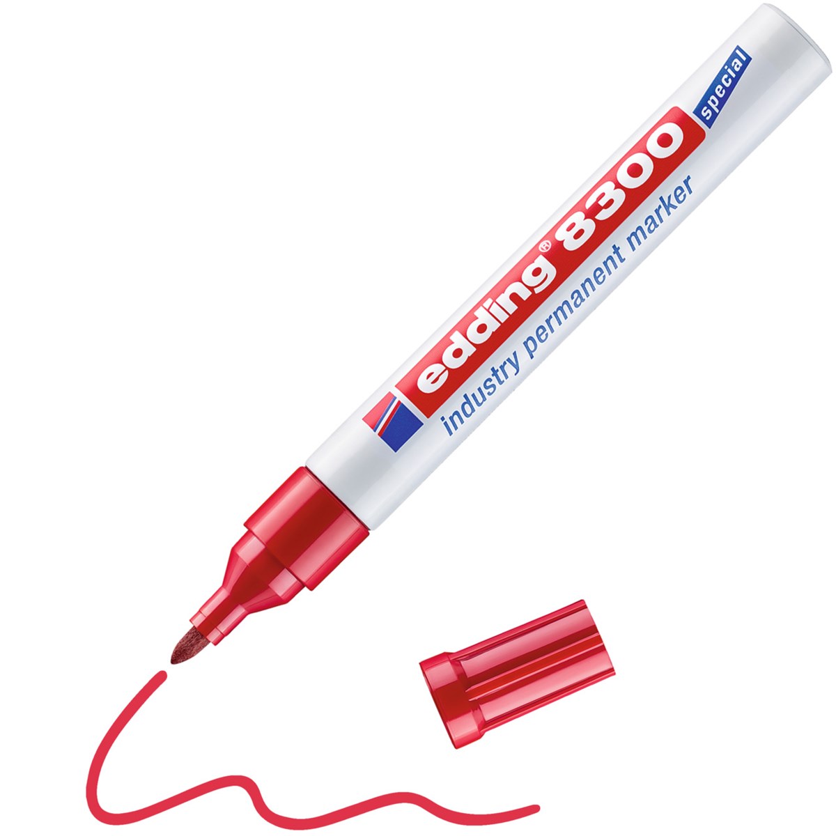 edding 8300 Industrie Permanentmarker rot, Rundspitze 1,5-3 mm (Art.-Nr.: 4-8300002)