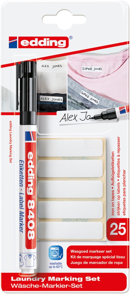 edding 8408 Wäsche-Markier-Set schwarz, Rundspitze 0,75 mm (Art.-Nr.: 4-8408-1-4001)