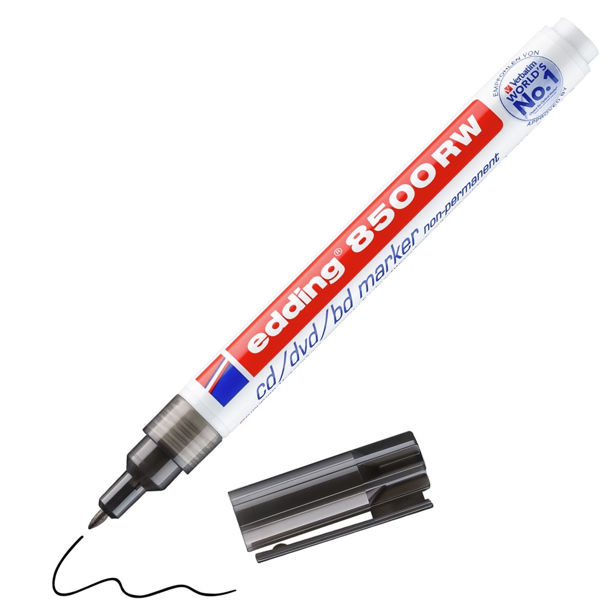 edding 8500 CD/DVD/BD Marker schwarz, Rundspitze 1 mm (Art.-Nr.: 4-8500001)