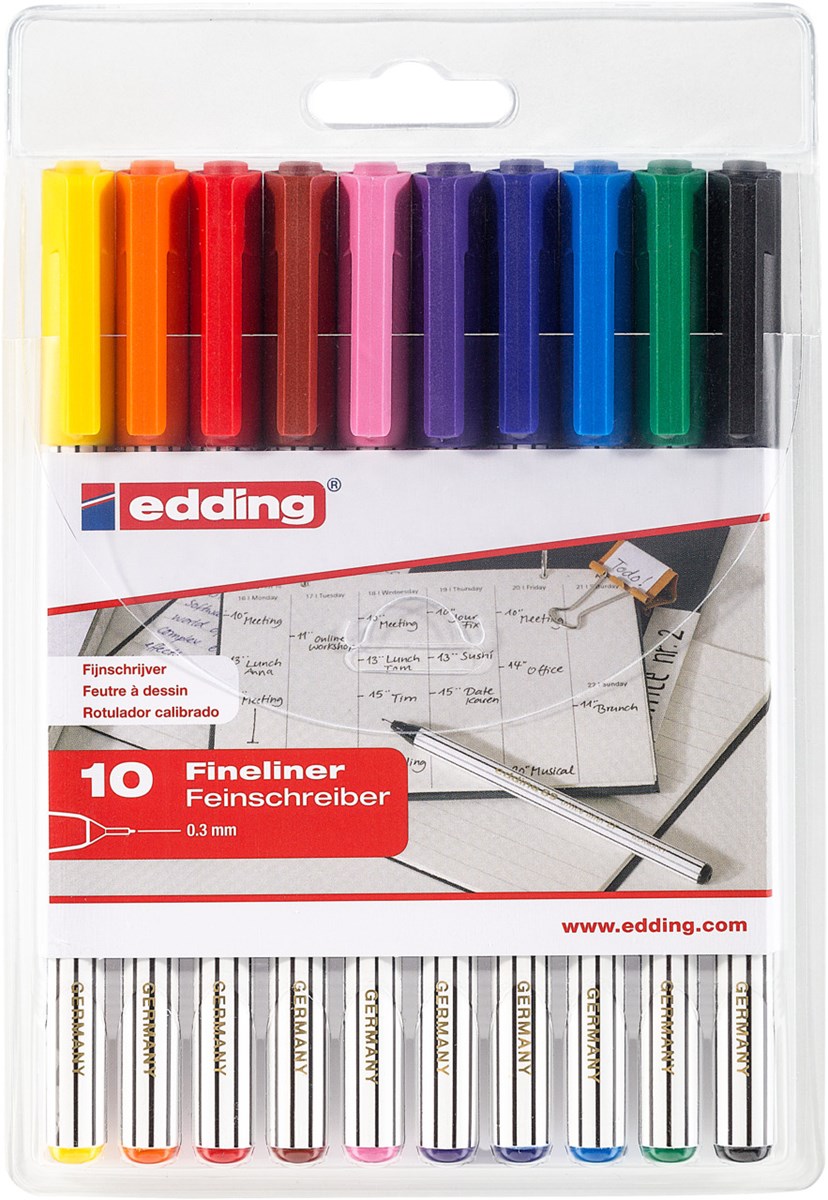 edding 89 EF Office Fineliner EF 10er Set sortiert, Kunststoffspitze 0,3 mm (Art.-Nr.: 4-89-10)