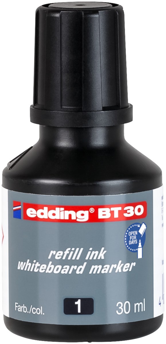 edding BT 30 Nachfülltinte für Whiteboardmarker schwarz, 30 ml (Art.-Nr.: 4-BT30001)