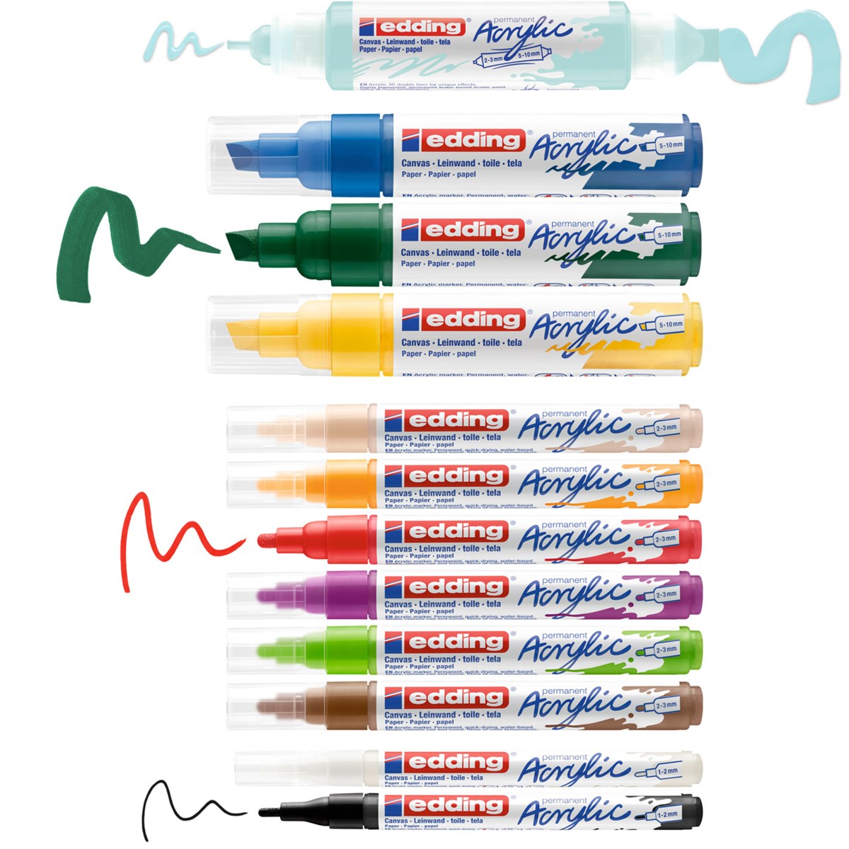 edding Acryl Creative Set, inkl. Malblock, 12er Set basic (Art.-Nr.: 4-CS12B)