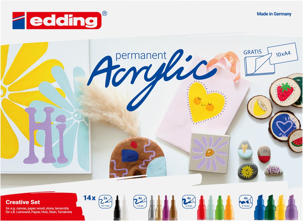 edding Acrylmarker Set 14-teilig kreativ basic (Art.-Nr.: 4-CS14B)