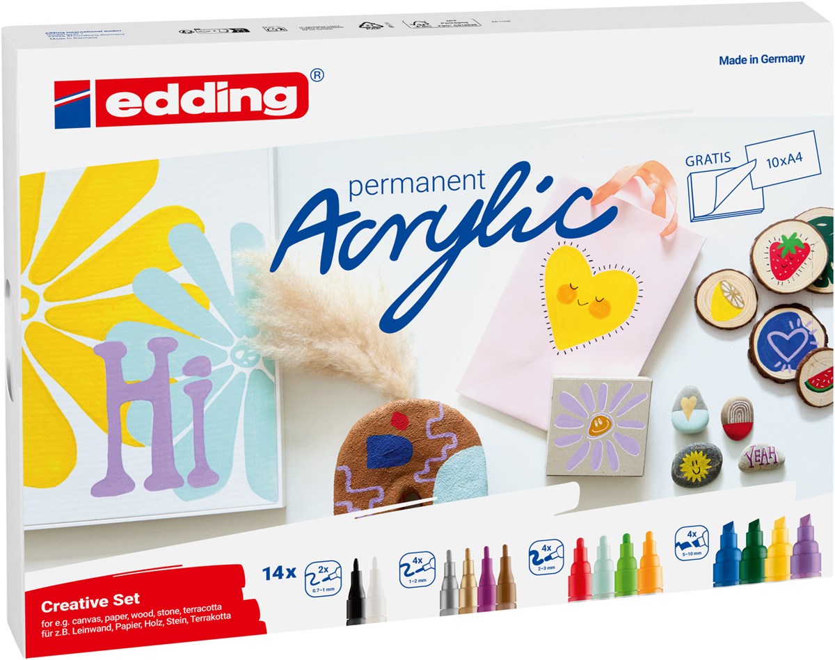 edding Acrylmarker Set 14-teilig kreativ basic (Art.-Nr.: 4-CS14B)