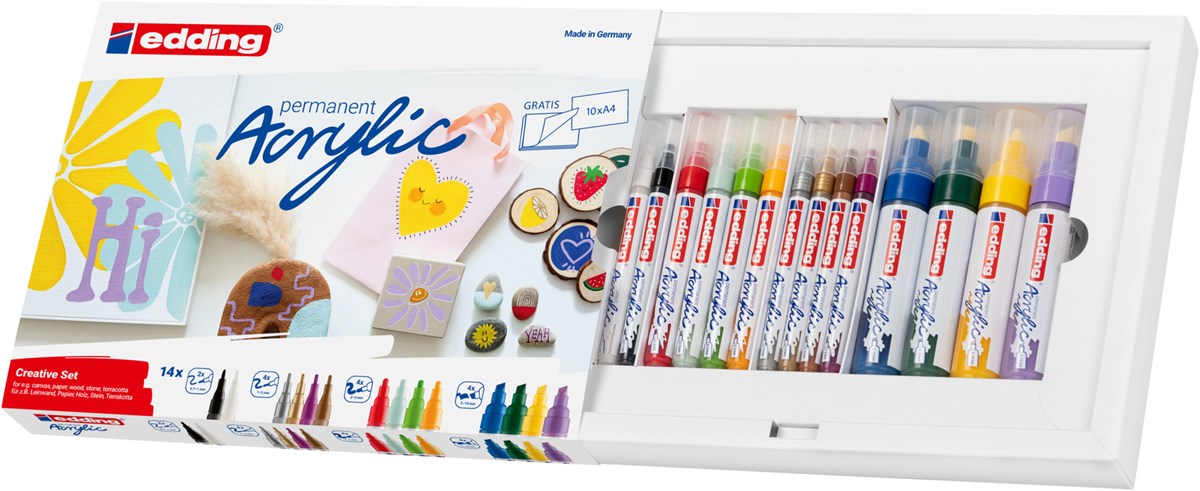 edding Acrylmarker Set 14-teilig kreativ basic (Art.-Nr.: 4-CS14B)