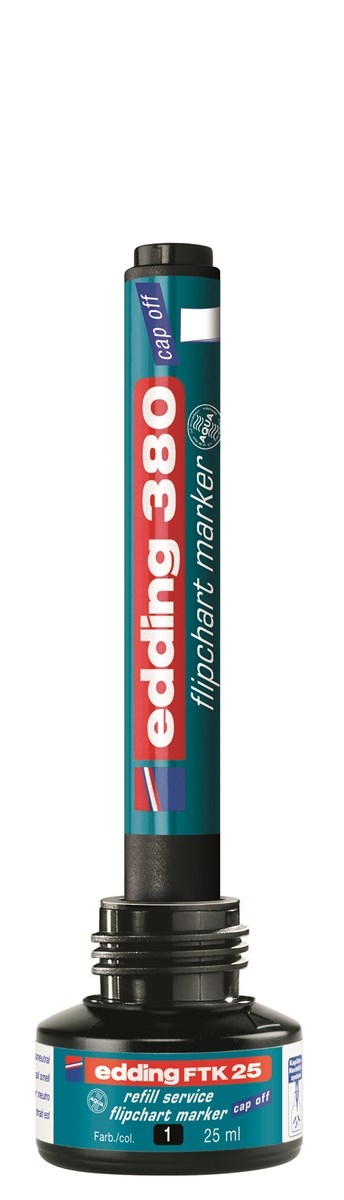 edding FTK 25 Nachfülltinte für Flipchartmarker schwarz, 25 ml (Art.-Nr.: 4-FTK25001)