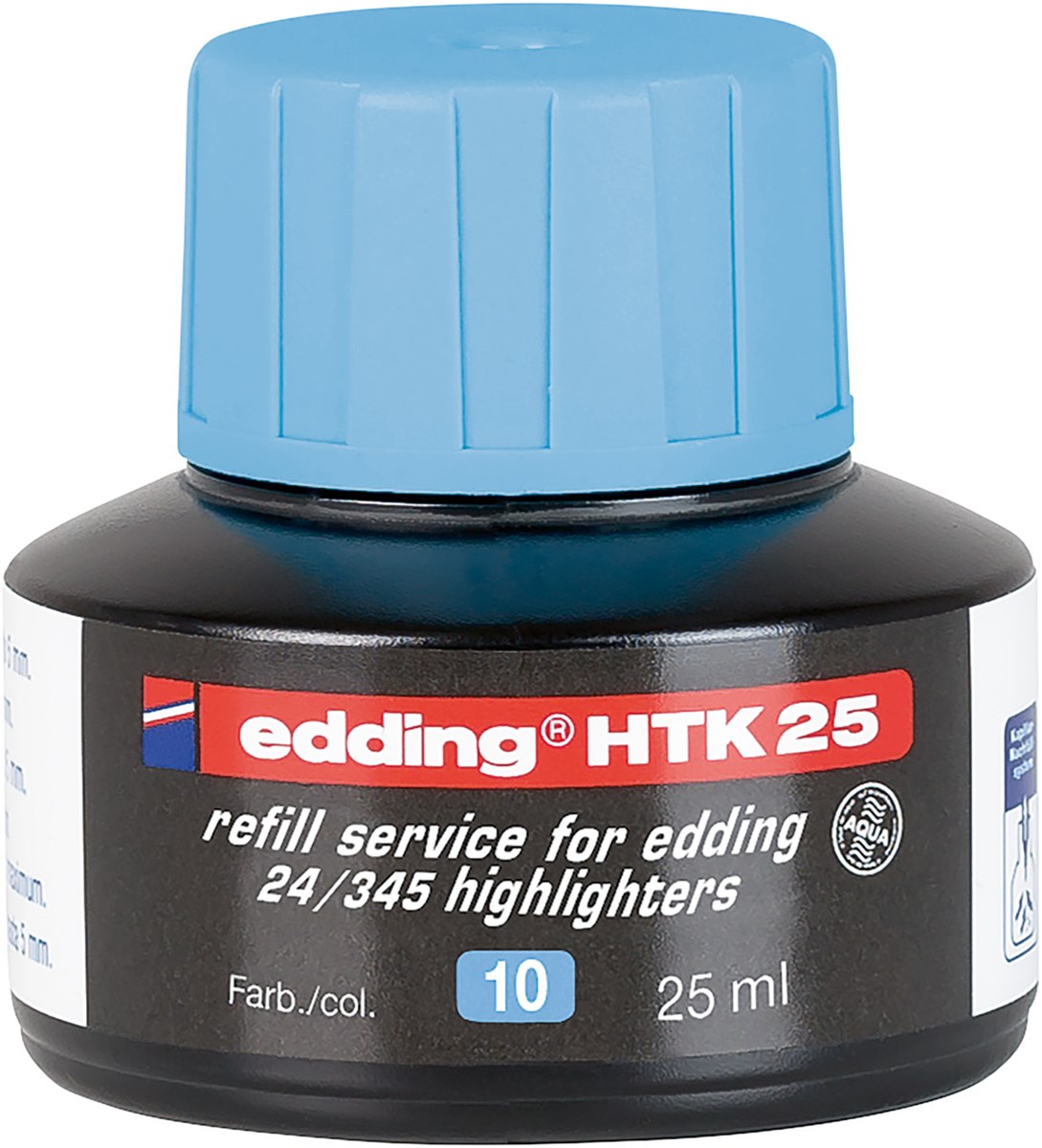 edding HTK 25 Nachfülltinte für Textmarker hellblau, 25 ml (Art.-Nr.: 4-HTK25010)