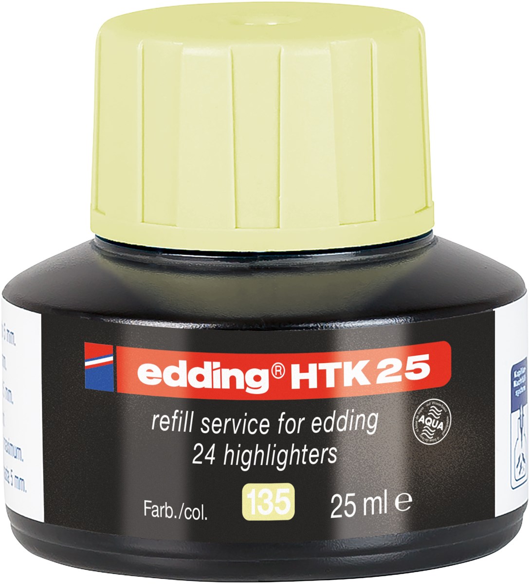 edding HTK 25 Nachfülltinte für Textmarker pastell gelb, 25 ml (Art.-Nr.: 4-HTK25135)