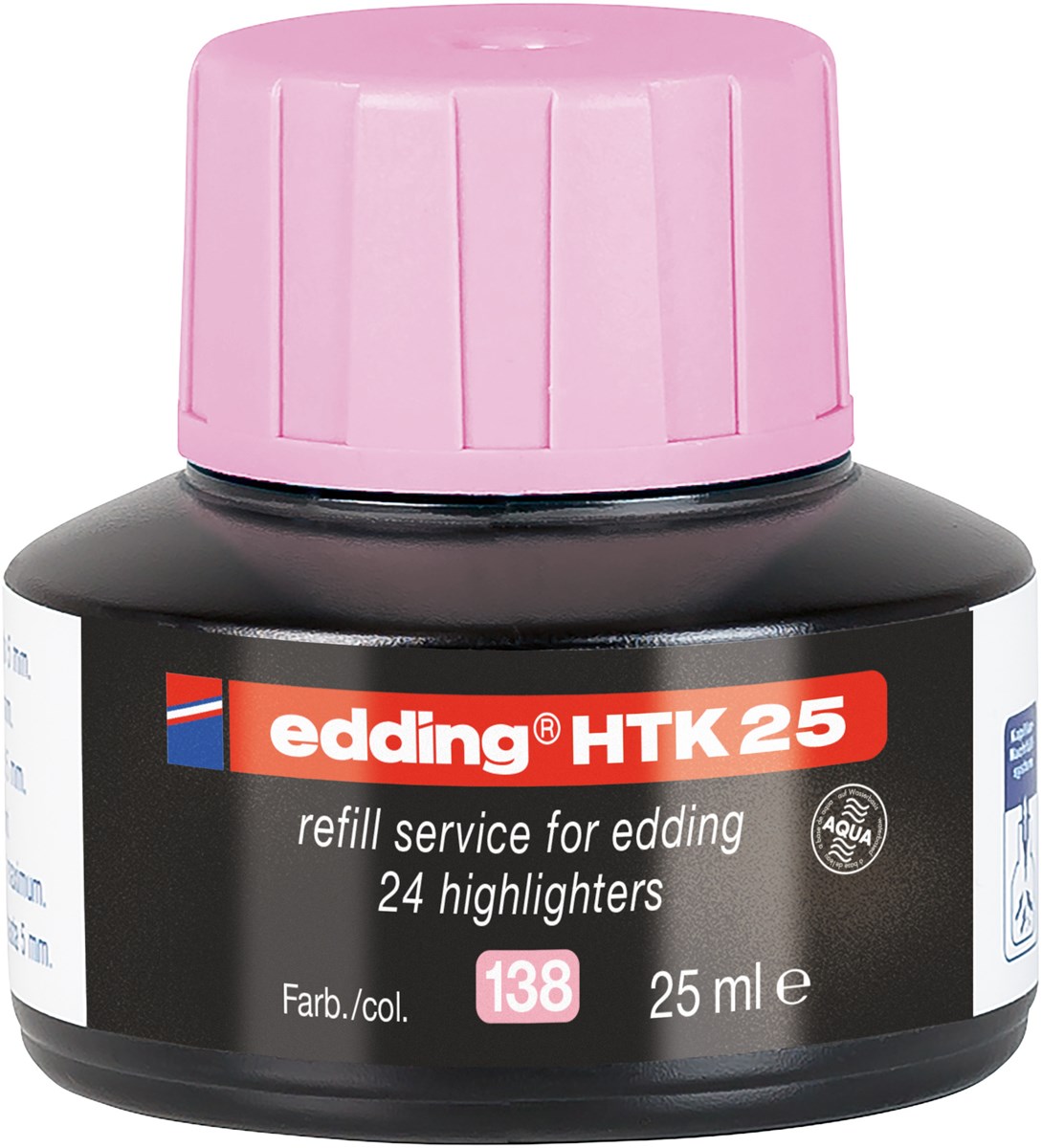 edding HTK 25 Nachfülltinte für Textmarker pastell rosa, 25 ml (Art.-Nr.: 4-HTK25138)